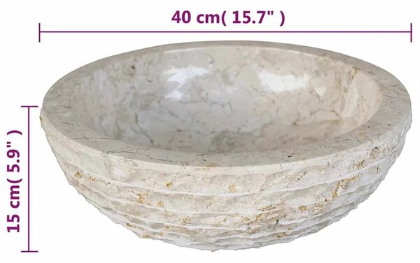 Mramorni Lavabo - Umivaonik 40 cm krem - Krema Krema