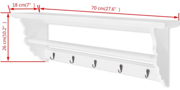 Vješalica za Odjeću od MDF-a Bijela Barokni stil