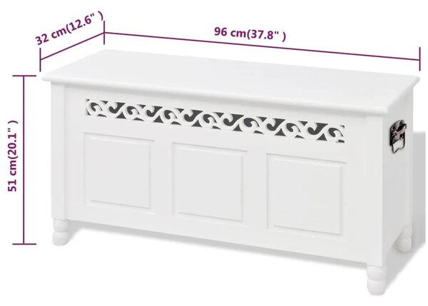 Barokna klupa za pohranu MDF Bijela