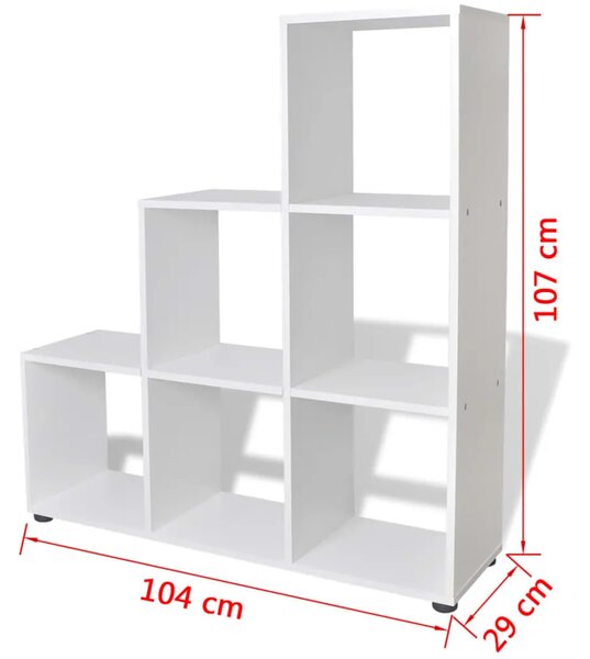 Police za knjige/izlaganje u obliku stepeništa 107 cm bijele - Bijela 104 x 29 x 107 cm 1 Bijela