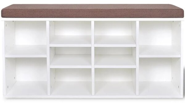 Klupa za cipele s 10 pretinaca bijela - Bijela Bijela