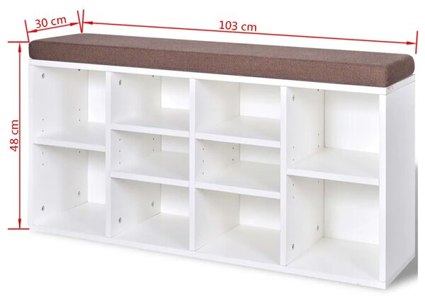 Klupa za cipele s 10 pretinaca bijela - Bijela Bijela