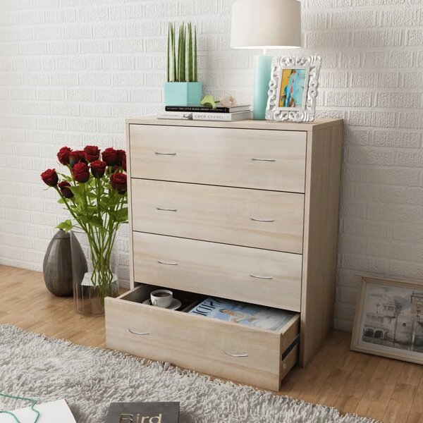Komoda s 4 ladice 60 x 30 5 x 71 cm boja hrasta - Boja hrasta 1 Boja hrasta