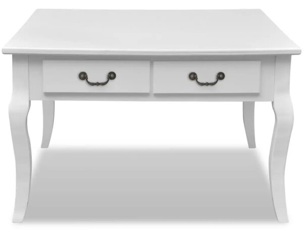Stol za kavu s 4 ladice bijeli - Bijela 80 x 80 x 50 cm 1 Bijela