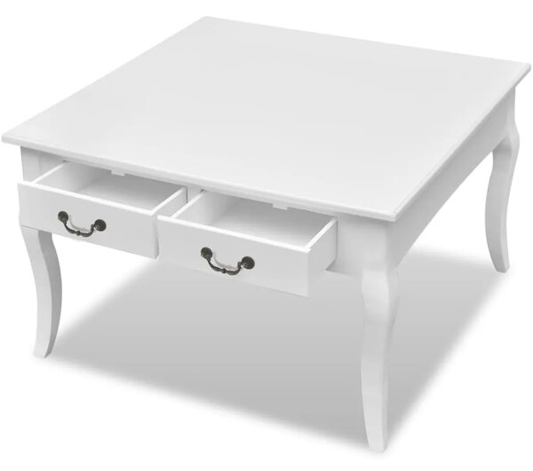 Stol za kavu s 4 ladice bijeli - Bijela 80 x 80 x 50 cm 1 Bijela