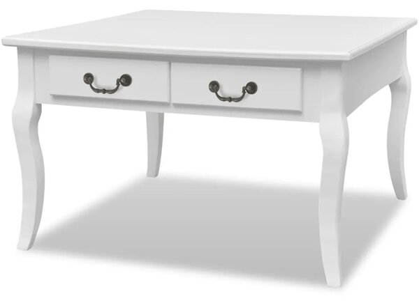 Stol za kavu s 4 ladice bijeli - Bijela 80 x 80 x 50 cm 1 Bijela