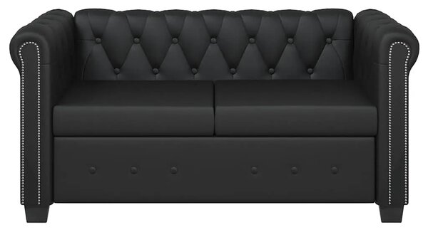 Dvosjed Chesterfield od umjetne kože crni - Crna 1 Dvosjedi Crna
