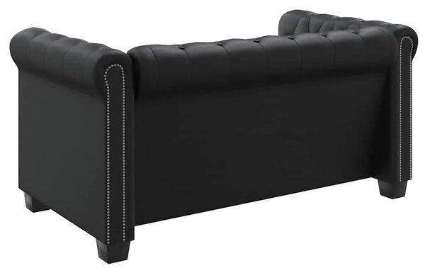 Dvosjed Chesterfield od umjetne kože crni - Crna 1 Dvosjedi Crna