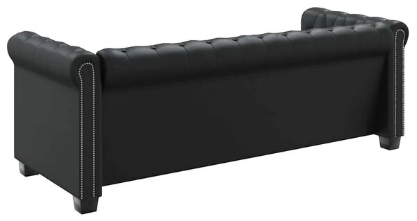 Trosjed Chesterfield od umjetne kože crni - Crna 1 Trosjedi Crna