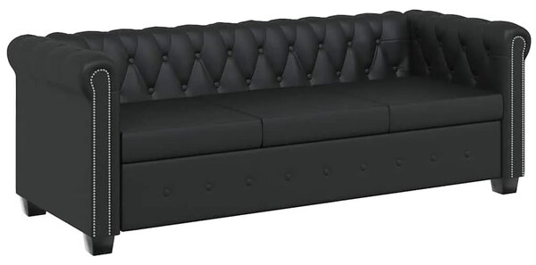 Trosjed Chesterfield od umjetne kože crni - Crna 1 Trosjedi Crna