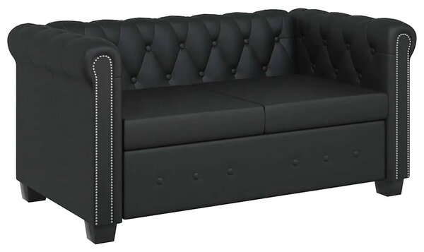 Dvosjed Chesterfield od umjetne kože crni - Crna 1 Dvosjedi Crna