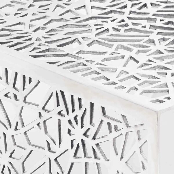 Stolić za Kavu Srebrni Geometrijski Dizajn Aluminij
