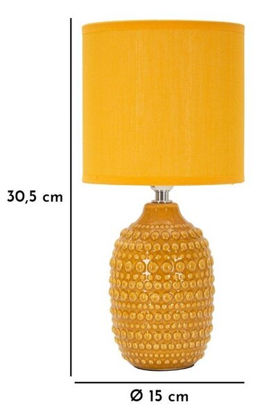 Senf žuta stolna lampa keramička s tekstilnim sjenilom (visina 30,5 cm) Points – Mauro Ferretti