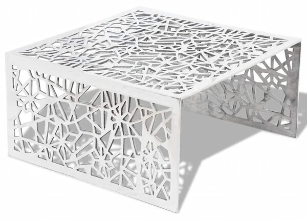 Stolić za Kavu Srebrni Geometrijski Dizajn Aluminij