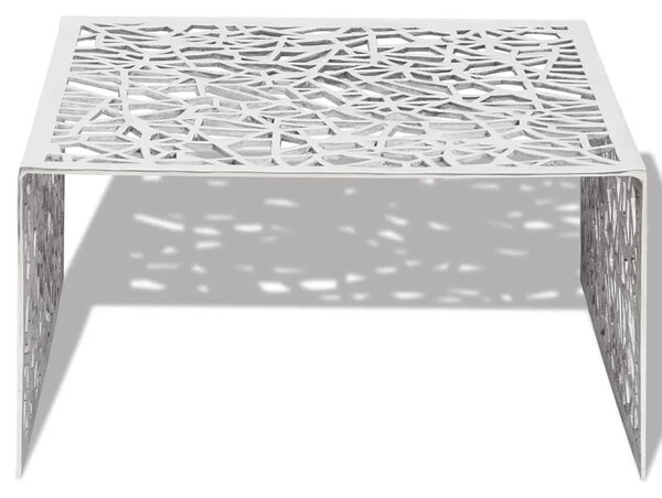 Stolić za Kavu Srebrni Geometrijski Dizajn Aluminij