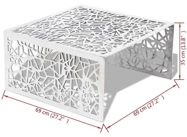 Stolić za Kavu Srebrni Geometrijski Dizajn Aluminij