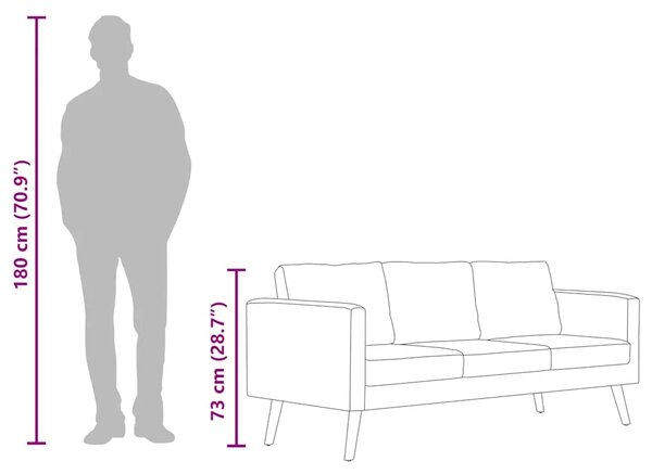 Trosjed Sofa od Tkanine Tamno Sivi - Tamno siva 1 Trosjedi Tamno siva