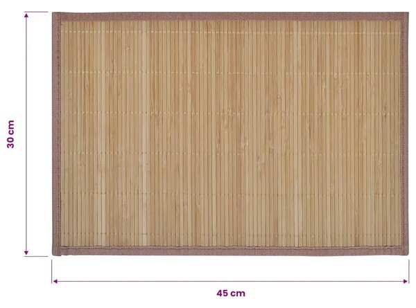 6 podmetača od bambusa 30 x 45 cm smeđi - Smeđa 1 Smeđa