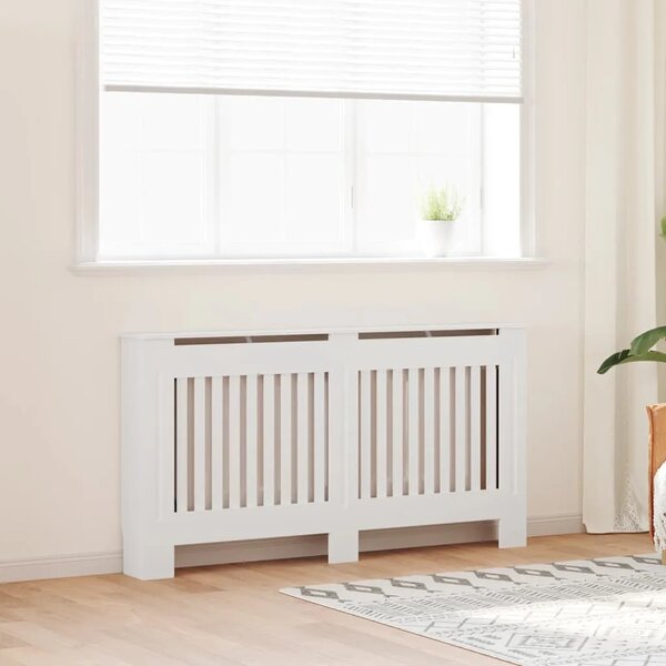 Bijeli konstruirano drvo Zaštitni Maska za radijator - Pokrov za radijator 152 cm - Bijela 152 x 19 x 81.5 cm 1 Bijela