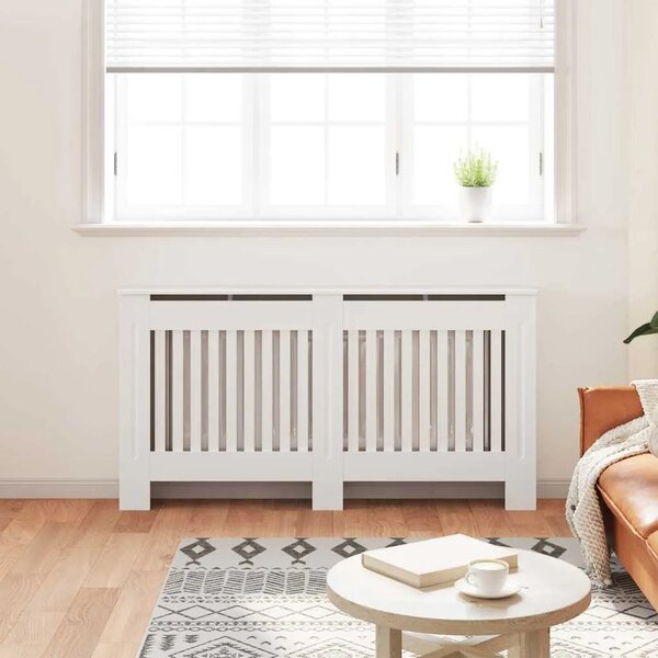 Bijeli konstruirano drvo Zaštitni Maska za radijator - Pokrov za radijator 152 cm - Bijela 152 x 19 x 81.5 cm 1 Bijela