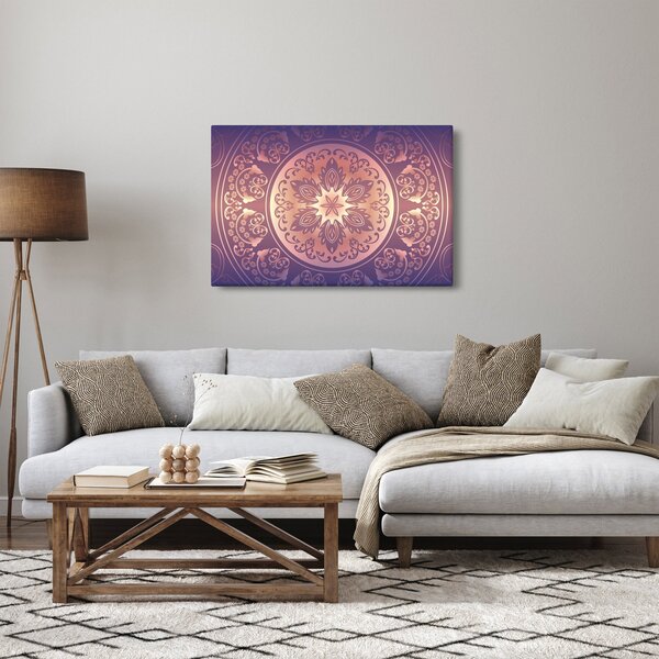 Slika - Mandala na vijoličnem prelivu (90x60 cm)