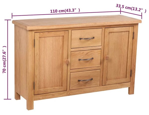 Bočna komoda od masivne hrastovine s 3 ladice 110x33 5x70 cm