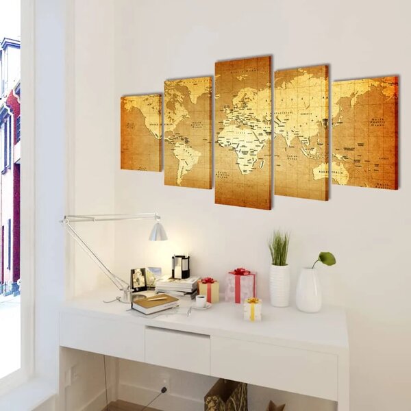 Zidne Slike na Platnu s Printom Mapa Svijeta 100 x 50 cm - 100 x 50 cm 1 Karta svijeta 100 x 50 cm