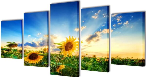 Zidne Slike na Platnu Set s Printom Suncokreta 200 x 100 cm - 200 x 100 cm 1 Suncokret 200 x 100 cm
