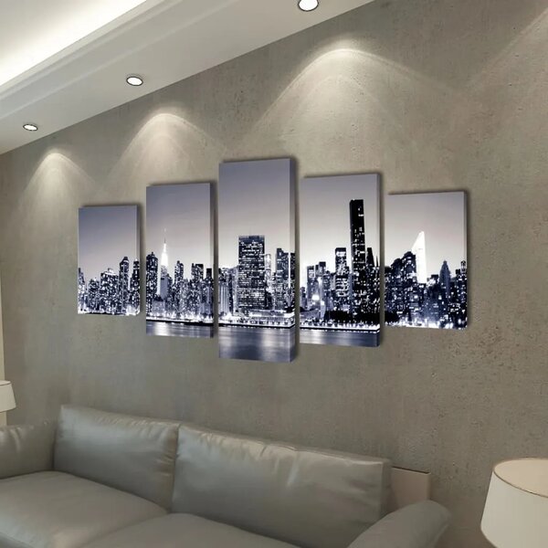 Zidne Slike na Platnu Monokromatski Set s Printom New York 200 x 100 cm - 200 x 100 cm 1 Jednobojni New York 200 x 100 cm