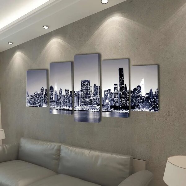 Monokromatski set slika na platnu panorama New Yorka 100 x 50 cm - 100 x 50 cm 1 Jednobojni New York 100 x 50 cm