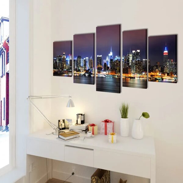 Zidne Slike na Platnu s Printom New York 100 x 50 cm - 100 x 50 cm 1 Šareni New York 100 x 50 cm