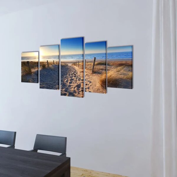 Zidne Slike na Platnu s Printom Pješčane Plaže 100 x 50 cm - 100 x 50 cm 1 Pješčana plaža 100 x 50 cm