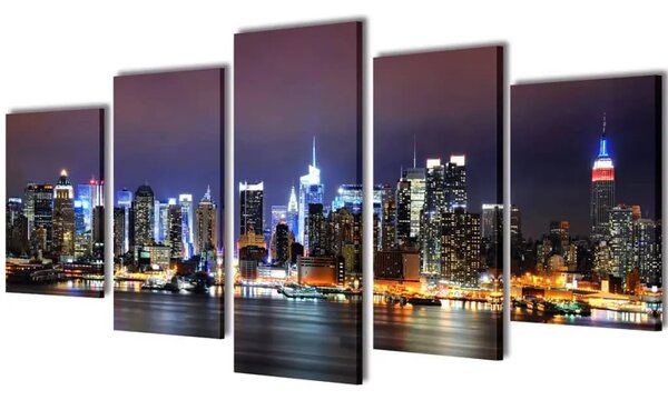 Zidne Slike na Platnu s Printom New York 100 x 50 cm - 100 x 50 cm 1 Šareni New York 100 x 50 cm