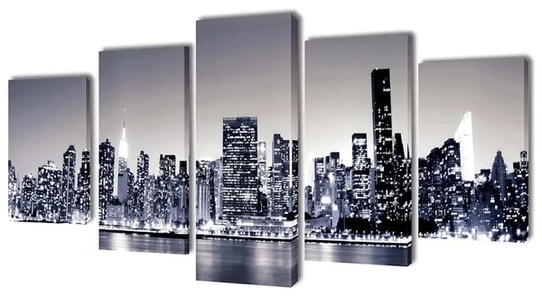 Monokromatski set slika na platnu panorama New Yorka 100 x 50 cm - 100 x 50 cm 1 Jednobojni New York 100 x 50 cm