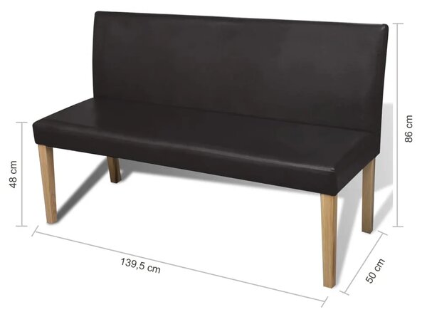 Klupa od umjetne kože 139 5 cm tamnosmeđa - Tamno smeđa Tamno smeđa