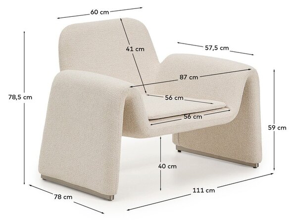 Bež fotelja od šenila Melvia – Kave Home