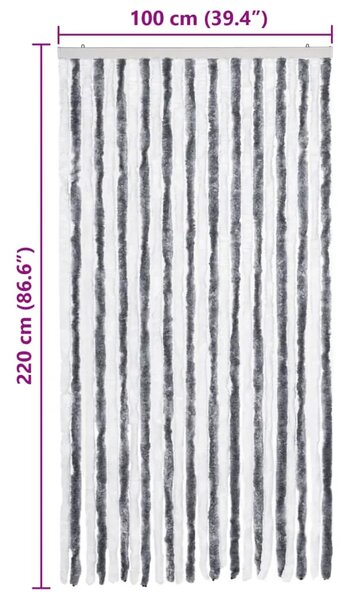 Zavjesa protiv muha - Zastor protiv insekata sivo-bijeli 100 x 220 cm šenil - Siva i bijela 100 x 220 cm Siva i bijela 100 x 220