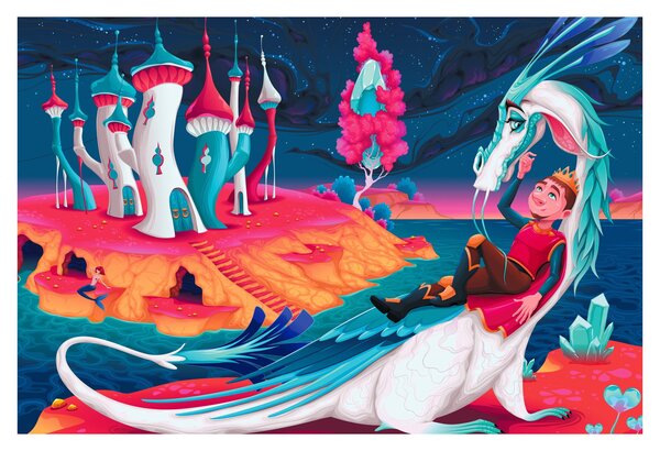 Slika - Princ in zmajeva princesa (90x60 cm)