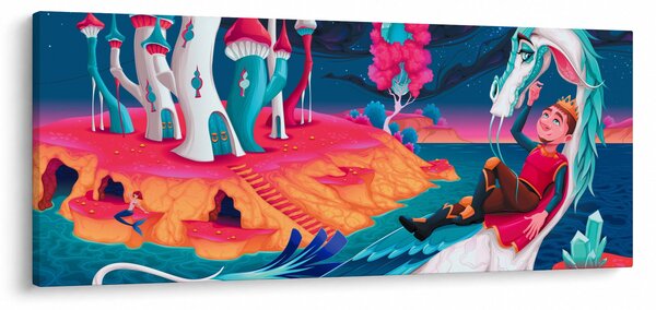 Slika - Princ in zmajeva princesa (120x50 cm)