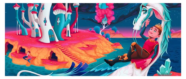 Slika - Princ in zmajeva princesa (120x50 cm)
