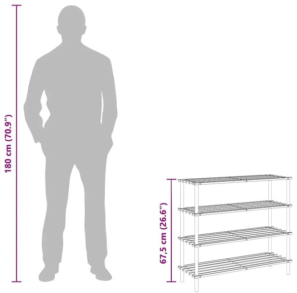 Stalci za cipele s 4 razine 2 kom od masivne jelovine - 2 67.5 cm 1 1