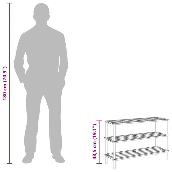 Stalci za cipele s 3 razine 2 kom od masivne jelovine - 2 48.5 cm 1 1