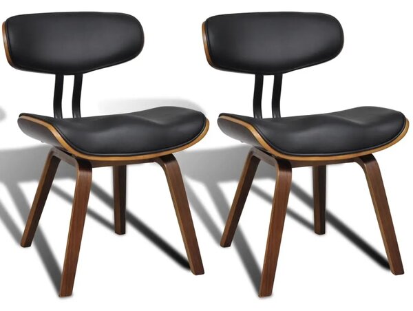 Blagovaonske stolice 2 kom od savijenog drva i umjetne kože - black and dark brown 2 Black and dark brown 2