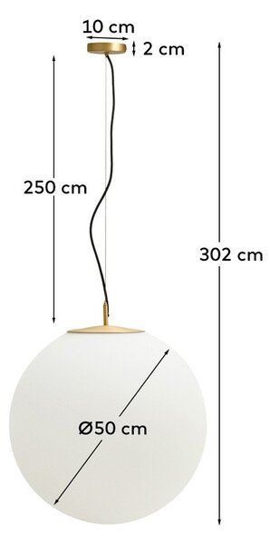 Bijela/u zlatnoj boji metalna viseća svjetiljka sa staklenim sjenilom ø 50 cm Brisia – Kave Home