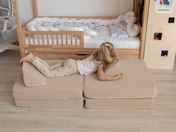 Dječja bež sofa i bunker - korduro