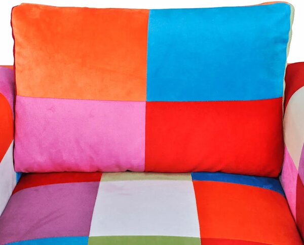 Kockasta Fotelja s Kromiranim Nogama Patchwork Dizajn Tkanina