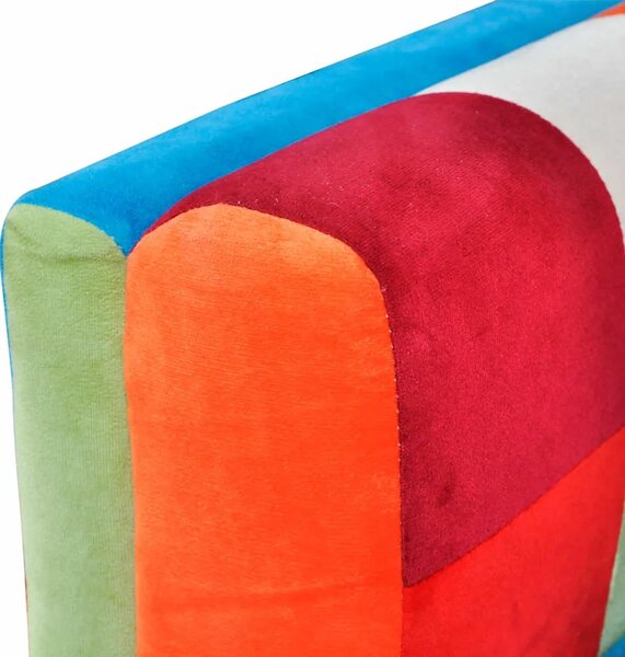 Kockasta Fotelja s Kromiranim Nogama Patchwork Dizajn Tkanina