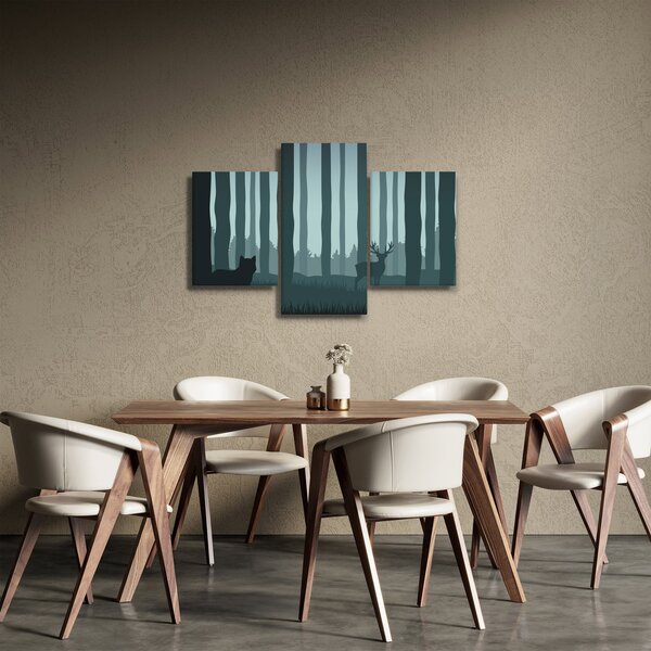Slika - Jelen z volkom v skalah (90x60 cm)
