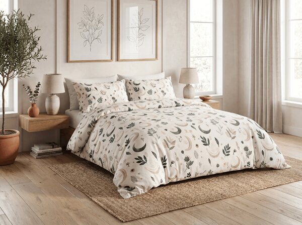 Posteljina od mikrovlakana BOHO MOON krem. Dimenzije posteljine: 70 x 90 cm | 140 x 200 cm