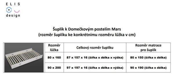 Ladica za krevete kućice premium i Mars dimenzija ležaja: 80 x 160 cm, Boja proizvoda: prirodna (natur)